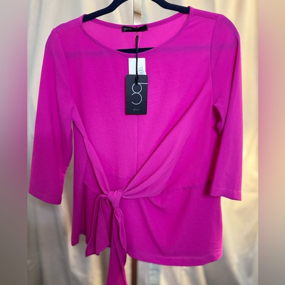 Gibson Fuchsia Tie Front Top Blouse NWT SZ XS - Picture 2 of 10